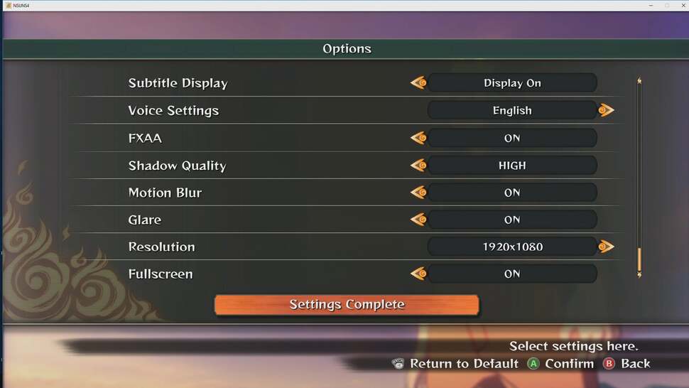 Scalability on the PC version wasn't really a priority for the developer - this is the entire range of settings available.