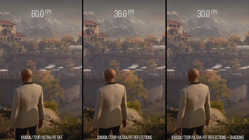 Even if you had graphics hardware well in advance of today's tech, you could still hit CPU limitations. Here's how the Core i9 10900K handles RT reflections with an RTX 3090 rendering at 720p. The limit here is entirely down to the CPU