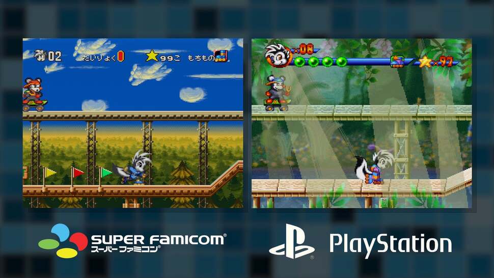 How the final PS1 version of Cooly Skunk compares to the cancelled but completed Super Famicom version