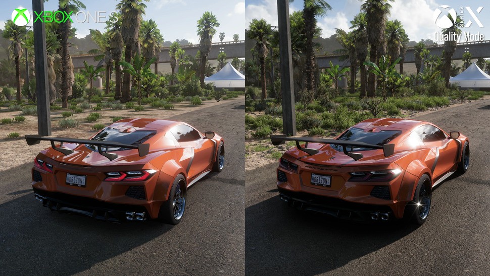 Much is lost comparing the Series X Forza Horizon 5 experience to base Xbox One - but the fundamentals are there and look good, bearing in mind the base Xbox One's vintage