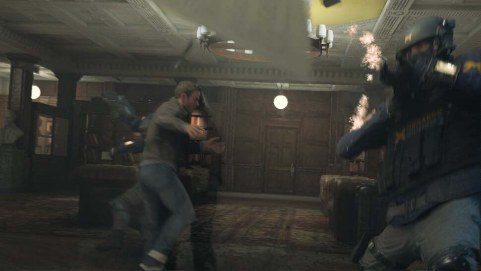 Remedy liberally use a combination of depth of field, camera and object blue to deliver a cinematic look to cut-scenes and gameplay. These effects also serve to make motion appear smoother than the typical 30fps delivery