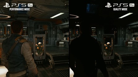 It is possible for the lighting to break when switching to the quality mode, eg the black holes below the grass and the missing lighting inside the ship shown here.