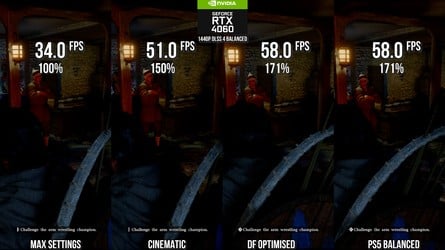 A couple of scenes showing how Crimson Desert scales from absolutely, fulled maxed, down to "almost maxed" cinematic mode, with comparisons to DF optimised settings and Pearl Abyss' choices for the PS5's balanced mode. Click on the images for full resolution.