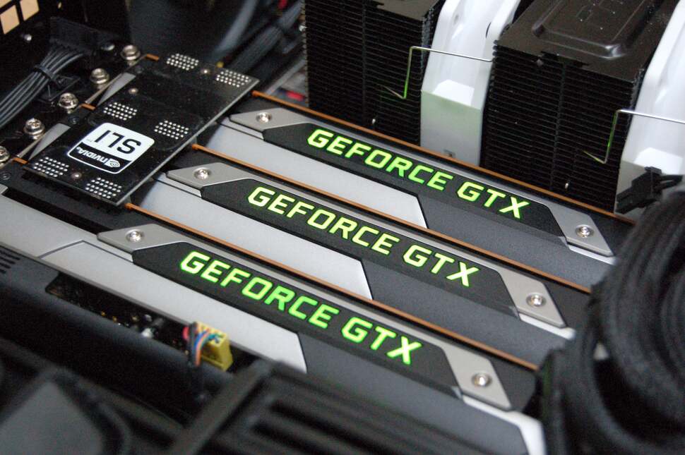 But this is where the bulk of your money is really being spent. Three EVGA GTX Titans combine to offer up 15TFLOPs of graphics rendering power. PlayStation 4 has 1.84TFLOPs in comparison