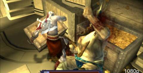 So how does the remastering actually look? Here's a couple of comparison shots of Chains of Olympus, where we compare the same scenes in both 720p and 1080p. Click the thumbnails for the full images.