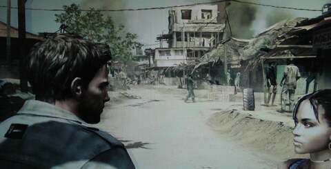 Crosstalk is a frequent annoyance in 3D mode, although the double-image effect is more noticeable on some games than in others. In these shots, we photographed the screen through one lens of the 3D glasses to illustrate the ghosting effect. You can super-size the images by clicking on the thumbnails.