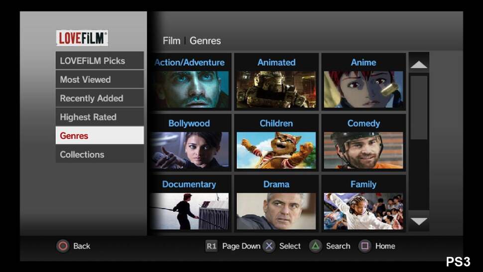While browsing Film and TV, more options become available, where you can browse the service's large selection by a range of categories, grouping content by genre, critical acclaim, amongst others. The interface is easier to browse, but the lack of recomme