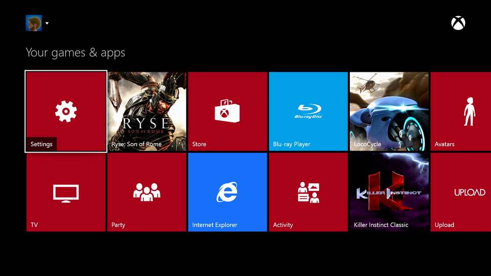 The games and apps area lists everything you can access from the dash - even the Blu-ray player is an app