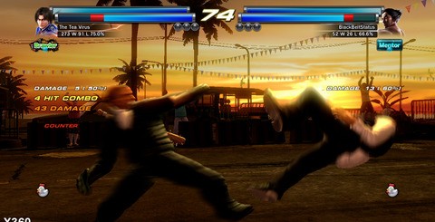 While the general graphical quality of the game in terms of character modeling and environment detail remains the same when running Tekken Tag 2 in 3D, the framebuffer resolution is further reduced over the defaul 2D presentation, and motion blur is automatically disabled. 2D shots on the left, 3D shots to the right.