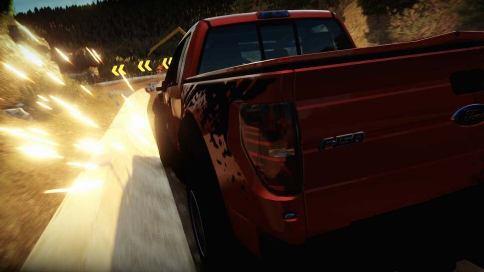 Context-sensitive car damage is well realised in Forza Horizon. Warped geometry, detachable parts and damage decals are all part of the package along with some lovely particle work on impacts