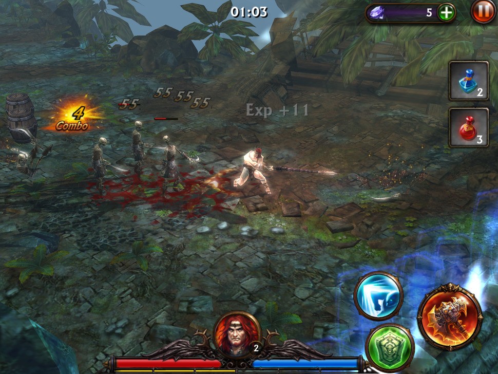 Free-to-play hack 'n' slash title Eternity Warriors 3 is another title that benefits from the Air 2's higher-spec, but like our other test titles, the 2.5x GPU boost doesn't equate to anything like a 2.5x increase in performance