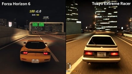 Here's how Forza Horizon 6 compares to real life, Gran Turismo 7 and Tokyo Extreme Racer. Click to enlarge. 