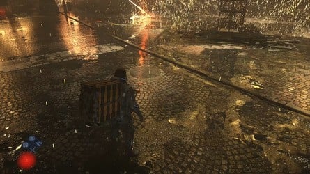 This sequence contains a breath-taking number of particles, which are reflected in the puddles below - something we don't see often, even in graphically advanced games.