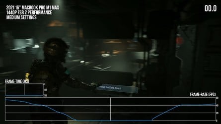 Dead Space's performance on the M1 Max is decent - although traversal and shader compilation stutters are noticeably worse than on PC with pauses of up to 1.5s.
