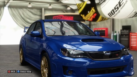 A quick Sabaru Impreza WRX comparison between Forza Motorsport 4 (left) and Horizon. Textures and geometry are an extremely close match as you would expect. The comparison is also interesting in highlighting the CG look of FM4 alongside the post-processed aesthetic Horizon embraces.