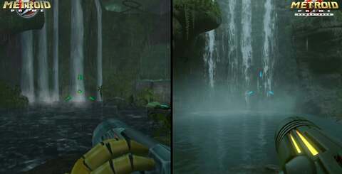 Substantial improvements to image quality, lighting and water are evident, though reflections in one area show Samus in the original and not in the remake - although this is technically understandable.