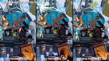 Stills aren't the ideal comparison method for different upscalers, with motion handling often being the biggest differentiating factor, but you can get some idea from these shots - IGTI produces an overly soft image, FSR 2 delivers visual clarity with some artefacts and XeSS presents as the sharpest and least artefacted. However, FSR 2's better performance proved the most critical factor.