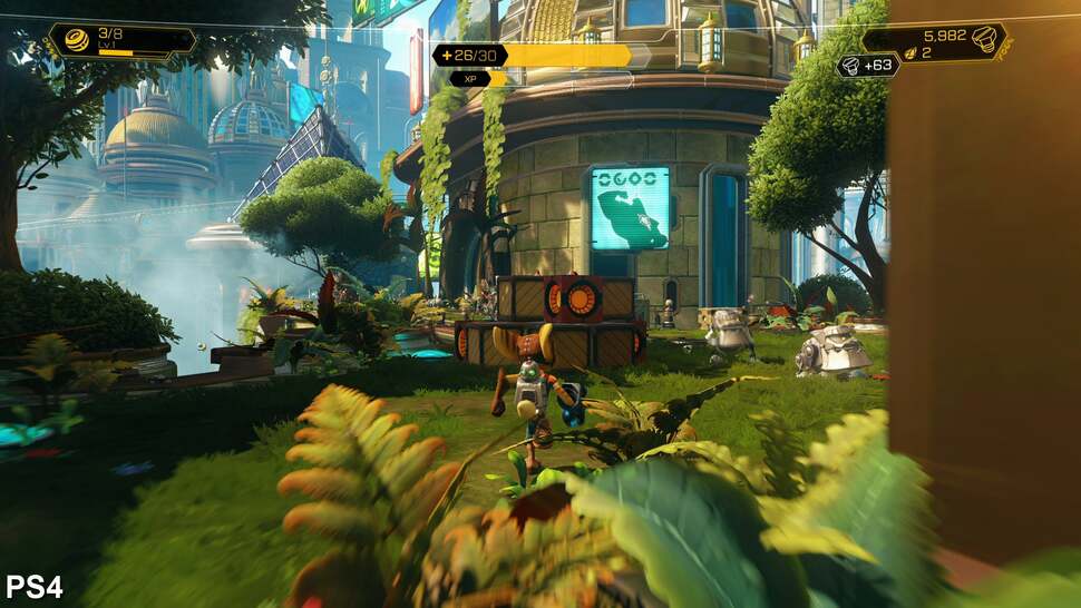 Familiar locations are given a complete overhaul in the PS4 remake. In this scene, the plain-looking bridge in the original game is replaced by a detailed building on PS4