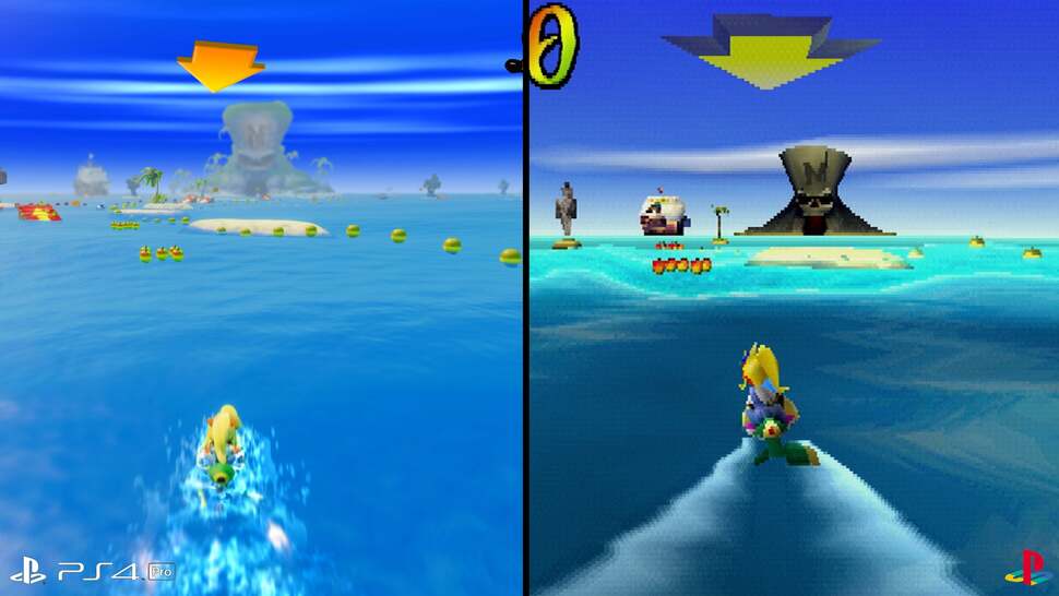 Crash 3 featured impressive water for its day. Naturally, the remake is able to utilise modern techniques to create a more realistic water surface in comparison