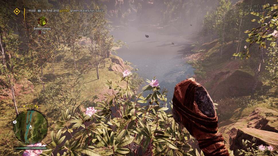 Pop-in is hard to catch in Primal, and only flares up when the camera whip-pans across terrain after claiming a bonfire