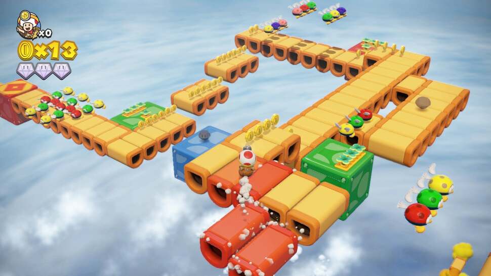 Even simple stages such as this are brimming with detail. Notice how meticulously rounded and shaded these falling platforms are. There’s little doubt that Nintendo’s classic designs are represented perfectly here