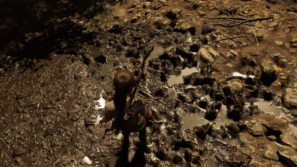 Muddy surfaces feature a mix of parallax occlusion maps and deformable terrain. The quality of the material is truly exceptional