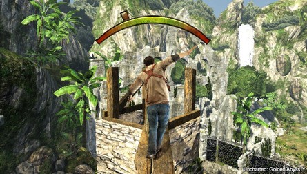 Touch-screen controls are used for most quick-time events and puzzles, with swiping the screen in the direction of a yellow arrow being the usual request. Gyrometer balance sections are included too, although we found this sensor was put to much better use for aiming.