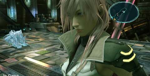 Female lead character Lightning in four different detail levels: two of them are real-time, two are pre-rendered.