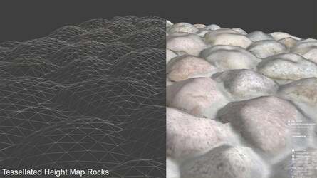 Bruce Dell recognises that tessellation can add 'unlimited detail' to a polygon renderer, but reckons that 'tessellated bumps' don't measure up to his Unlimited Detail, asking us to consider this comparison. It is worth pointing out that Dell took the tessellation image from a DirectX sample that's very simplistic and doesn't compare with production examples in actual games.