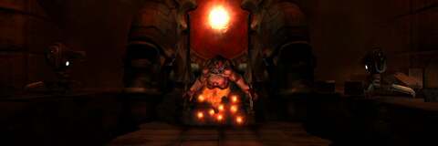 A field-of-view comparison: Doom 3 in its original 4:3 only guise (top), BFG running at the same 1024x768 resolution (middle) and 16:9, 720p (bottom). Even the 16:9 experience actually seems to be narrower overall than the original game.