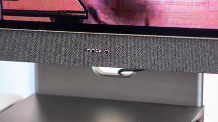 The sound bar provides a bit of of a visual identity to the monitor, while the column of inputs on the back provides easy access.