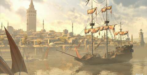 Post process anti-aliasing in Revelations is amongst the best we've seen, doing a phenomenal job in smoothing off edges and emphasising the more organic look. Sub-pixel artifacting - as seen on the ship rigging here - is kept to a minimum overall. The AA tech seems to be identical on both systems.