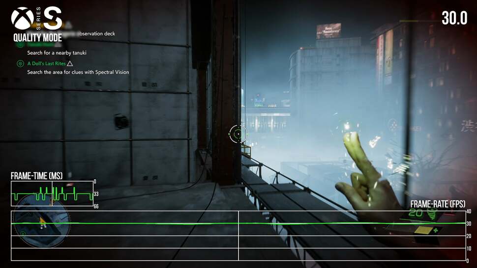 All versions of the game have inconsistent frame-pacing problems in the 30fps quality mode - something else we really wanted to see patched on PS5 last year - but the problems are even more noticeable on the Series S version