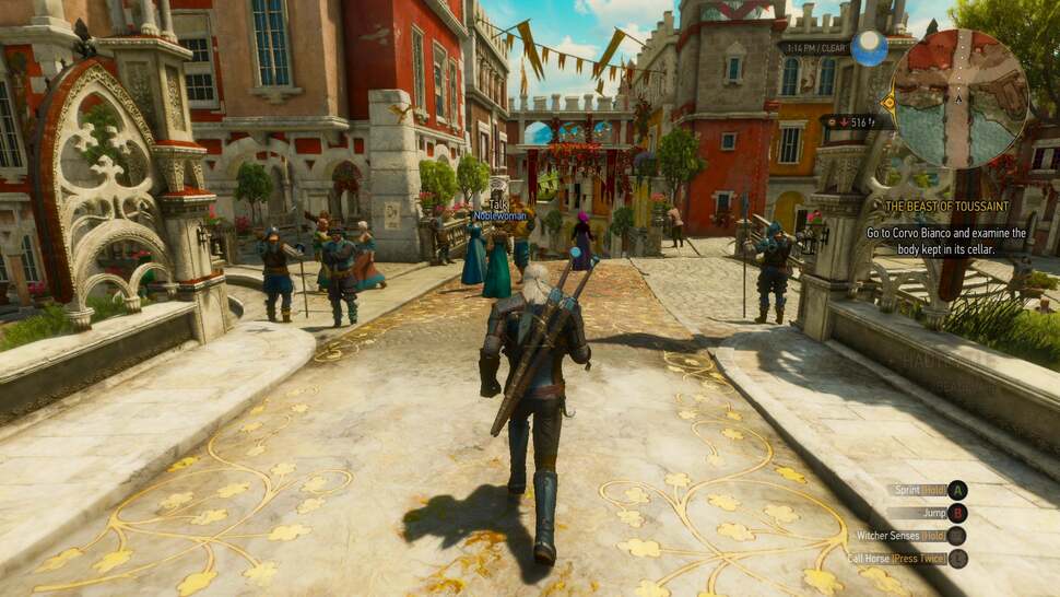 Toussaint's NPC bustle draws parallels with Novigrad's main city