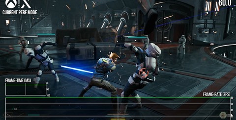 Performance mode is now mostly locked to 60fps (top) with just a little traversal stutter. Quality mode (bottom) remains much the same, but some of the frame-rate drops are still somewhat jarring.