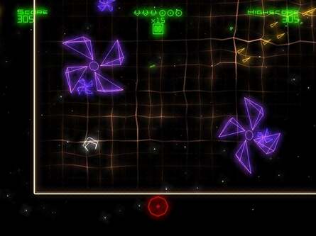 A couple of shots of the Touch-exclusive Titans mode. It's all about breaking down the mammoth ships into smaller ones, then dealing with the legions of enemies that issue forth as a result.