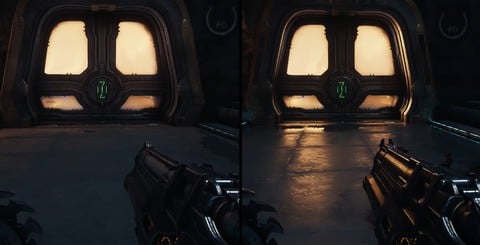 You can see more objects in the reflection with path tracing engaged - such as the pickups here - as well as seeing reflections on rougher, less glossy surfaces.