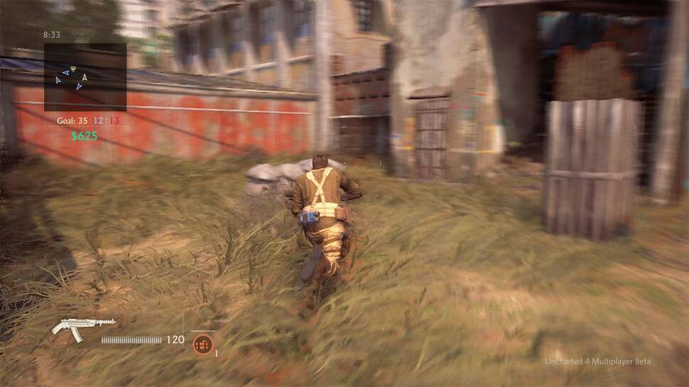The screen motion blur is one of the multiplayer beta's less appealing aspects – an unusual artefact appearing around a player at centre