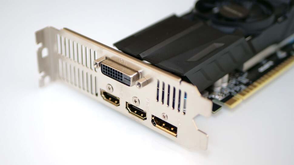 Dual-link DVI, DisplayPort and dual HDMIs - a surprisingly rich array of video outputs for a budget-tier card
