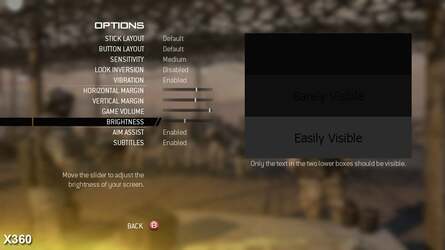 Our preferred settings. Note the enormous difference required in brightness between the two games to produce a decent like-for-like image.