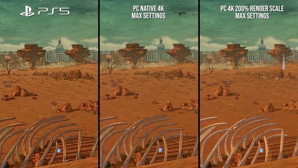 Image quality and lack of anti-aliasing is a big problem in the game's visual make-up, to the point where native 4K rendering only goes so far and we need to downscale from 8K to eliminate aliasing and shimmer. Click on the image for higher resolution.