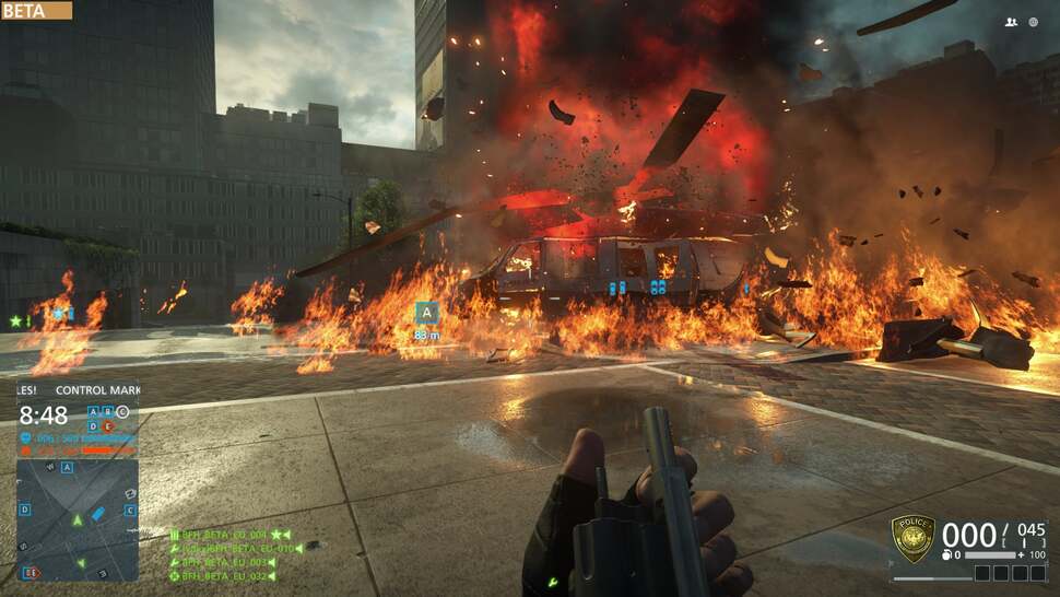 Frostbite 3 continues its support for advanced per-pixel lighting. However, even on the PC's ultra quality preset we see reflections aren't entirely accurate to all on-screen elements, such as transparencies