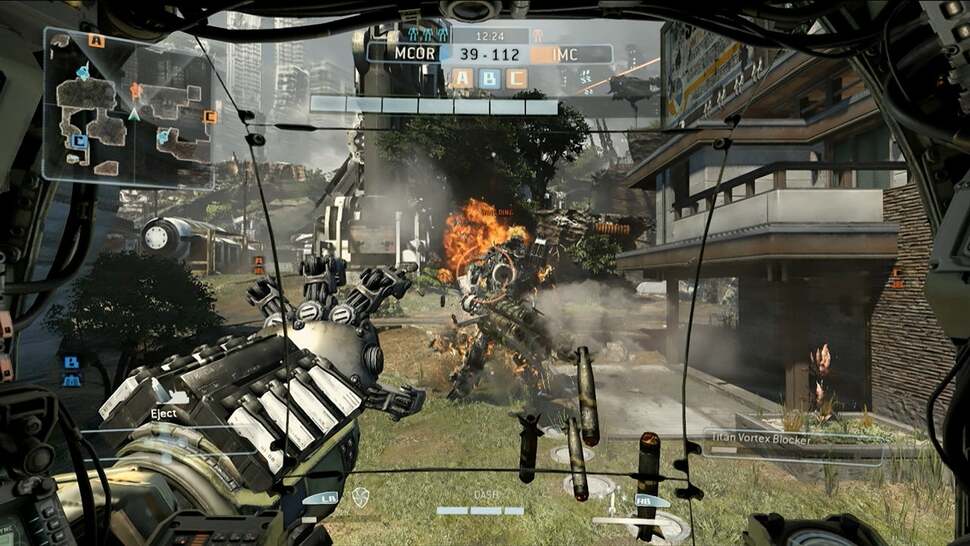 Lead artist Joel Emslie cites the M1 Abrams battle tank as a major visual reference point for Titans. The Vortex Block move shows influences from the film District 9, allowing a player to magnetise a clusters of bullets