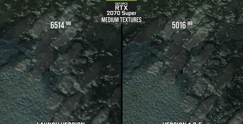 A selection of head-to-head comparisons, stacking up medium quality textures from the launch code vs how they present today. Honestly, it's a night and day improvement. Click on the images for higher resolution shots.