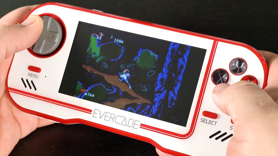 The Evercade is reassuringly chunky in the hand and easy to hold