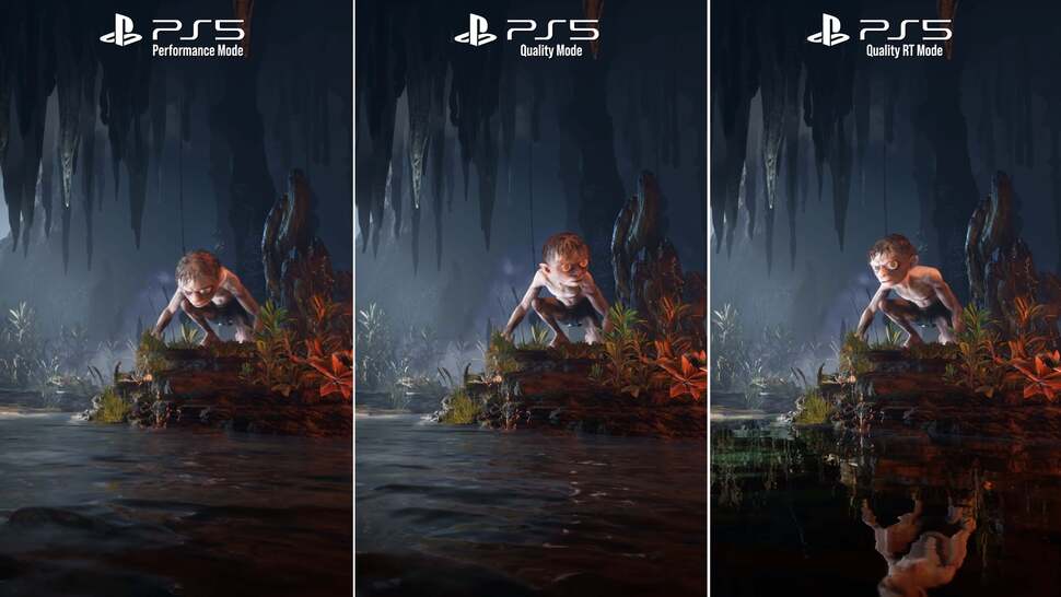 Gollum's quality RT mode can look great in some scenes - but consoles lack the RT shadows in the PC version after the 1.3 patch