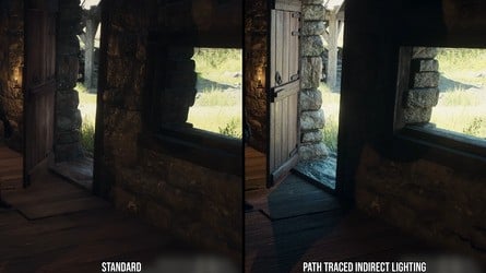 Path tracing can have a big impact on how a scene is lit and shaded, such as these shots with doorways and windows.