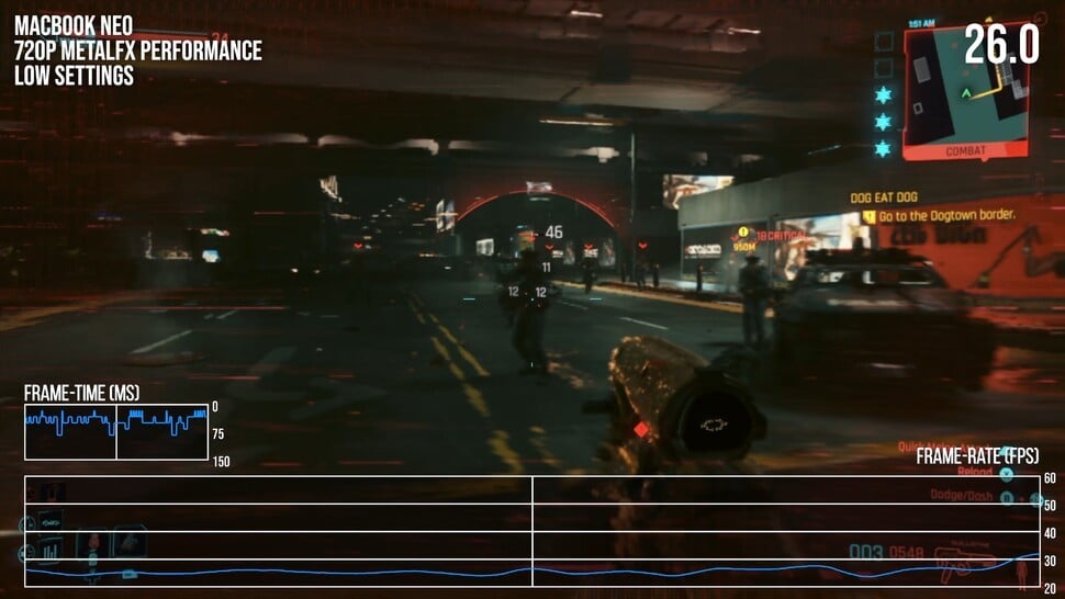 Macbook Neo review: cyberpunk 2077