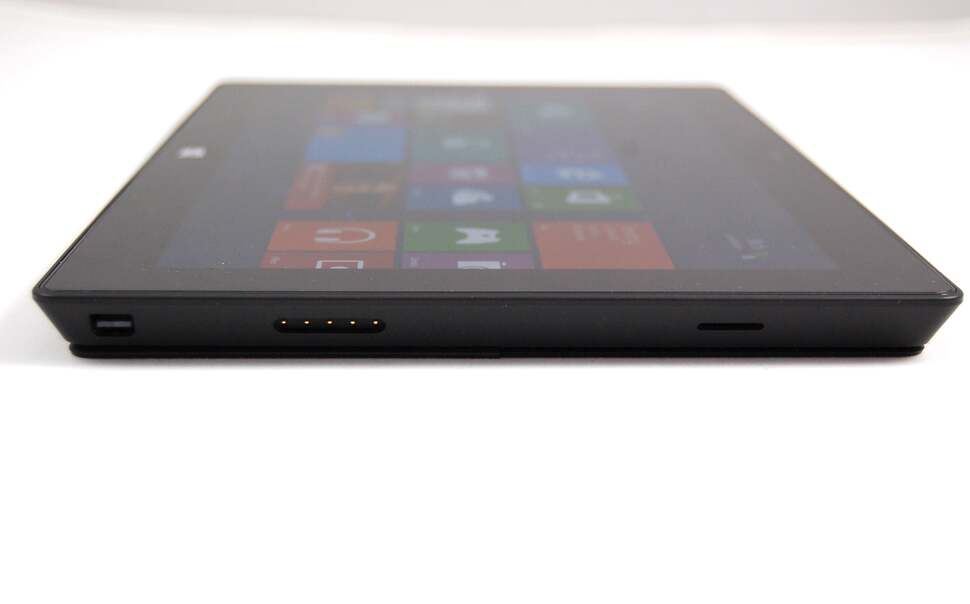 The magnetic power connector is just as unwieldy as it was on Surface RT and as a bonus annoyance, using it can get in the way of the mini-displayport to the left