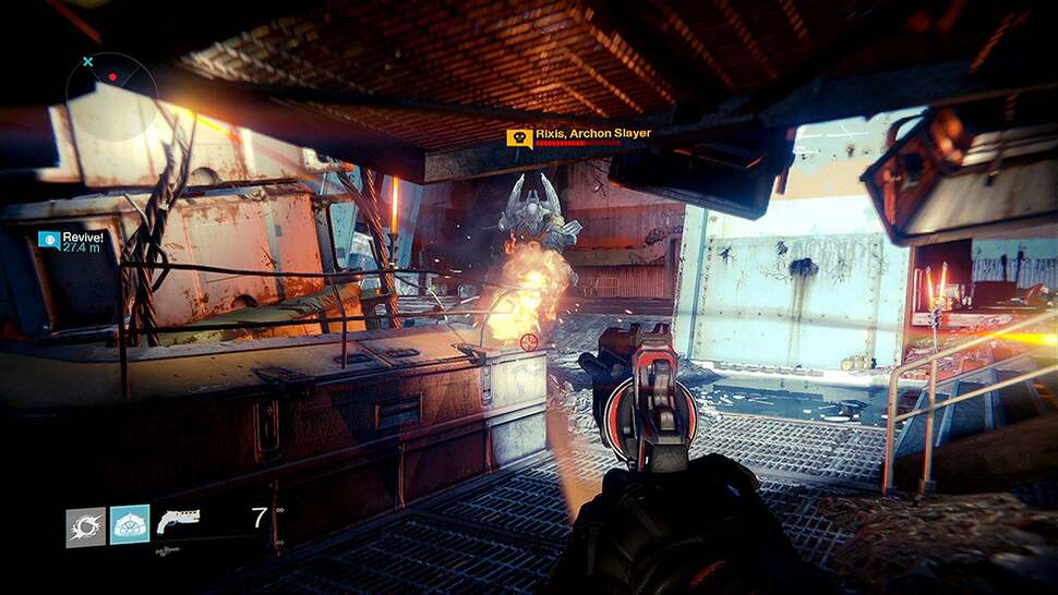 Combat is fast-paced and features many similarities with the Halo games. Projectile attacks accurately illuminate the environment by casting their own lights, sprucing up busy action scenes